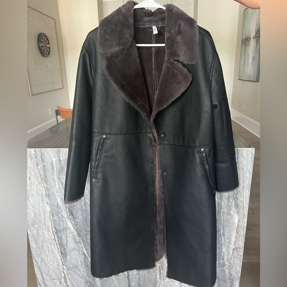 Mango casual long warm lined coat
